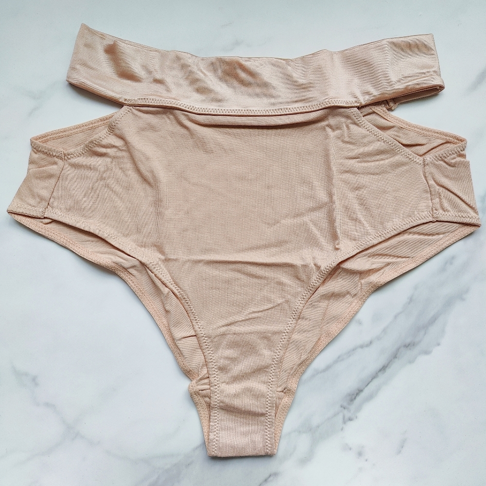 NWT SOMA TELLTALE THE DREAMER RETRO BRIEF PANTY IN PEEKABOO LIGHT NUDE SIZE SMAL